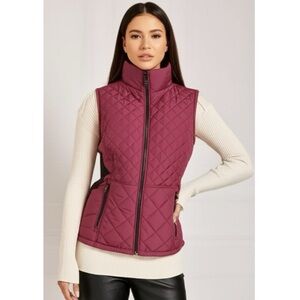 ANDREW MARC Ladies' Quilted Vest Size Small Red Beet Full Zip Sleeveless Jacket
